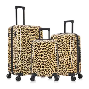 InUSA PRINTS Lightweight Hardside Spinner 3 Piece Set-Cheetah