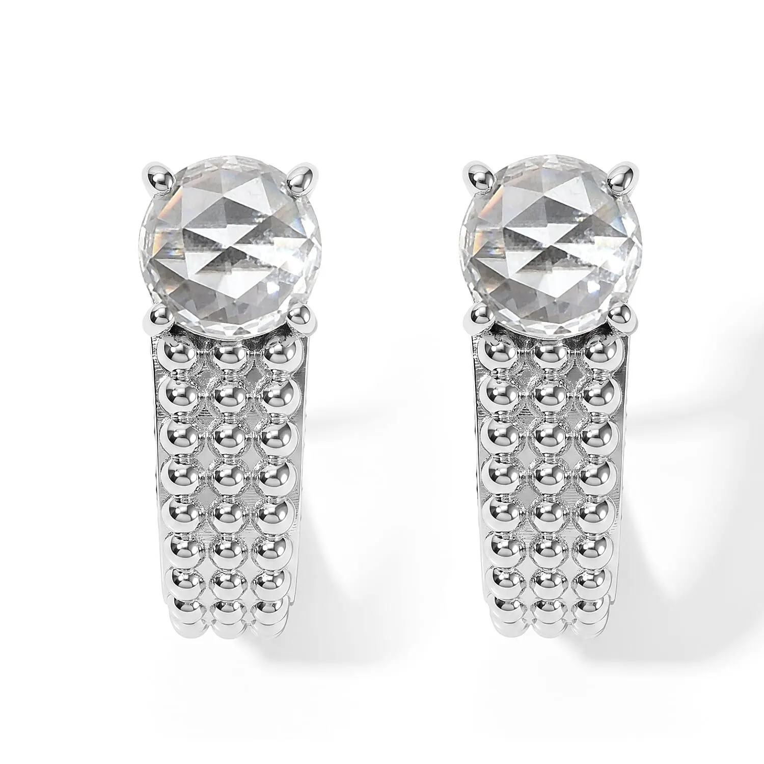EverTrue Simulated Diamond J Hoop Earrings in Platinum Bond