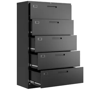 Letaya 5 Drawer File Cabinet with Lock,Metal Lateral Filing Cabinets for Home Office Hanging Files Letter/Legal/F4/A4 Size(Requires installation)
