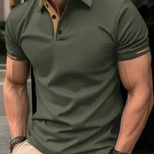 Men's Color Block Short Sleeve Polo Shirt