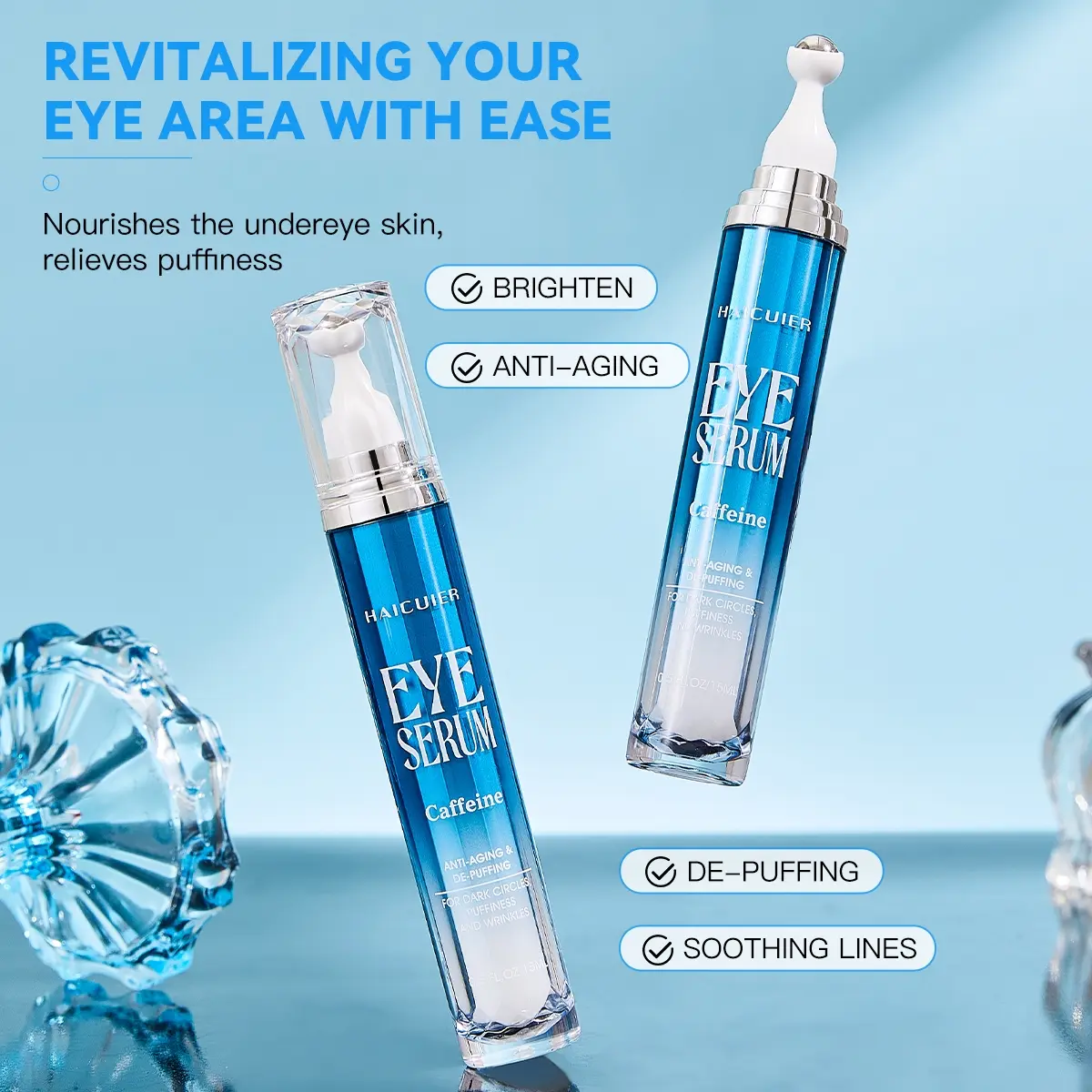 Eye Serum Eye Cream Effective Dark Circles Reduction, Nourishes Under-Eye Skin, Soothes Swelling, Smooths Fine Lines, Non-Sticky, All Ages, Brighten, Illuminating Eye Cream