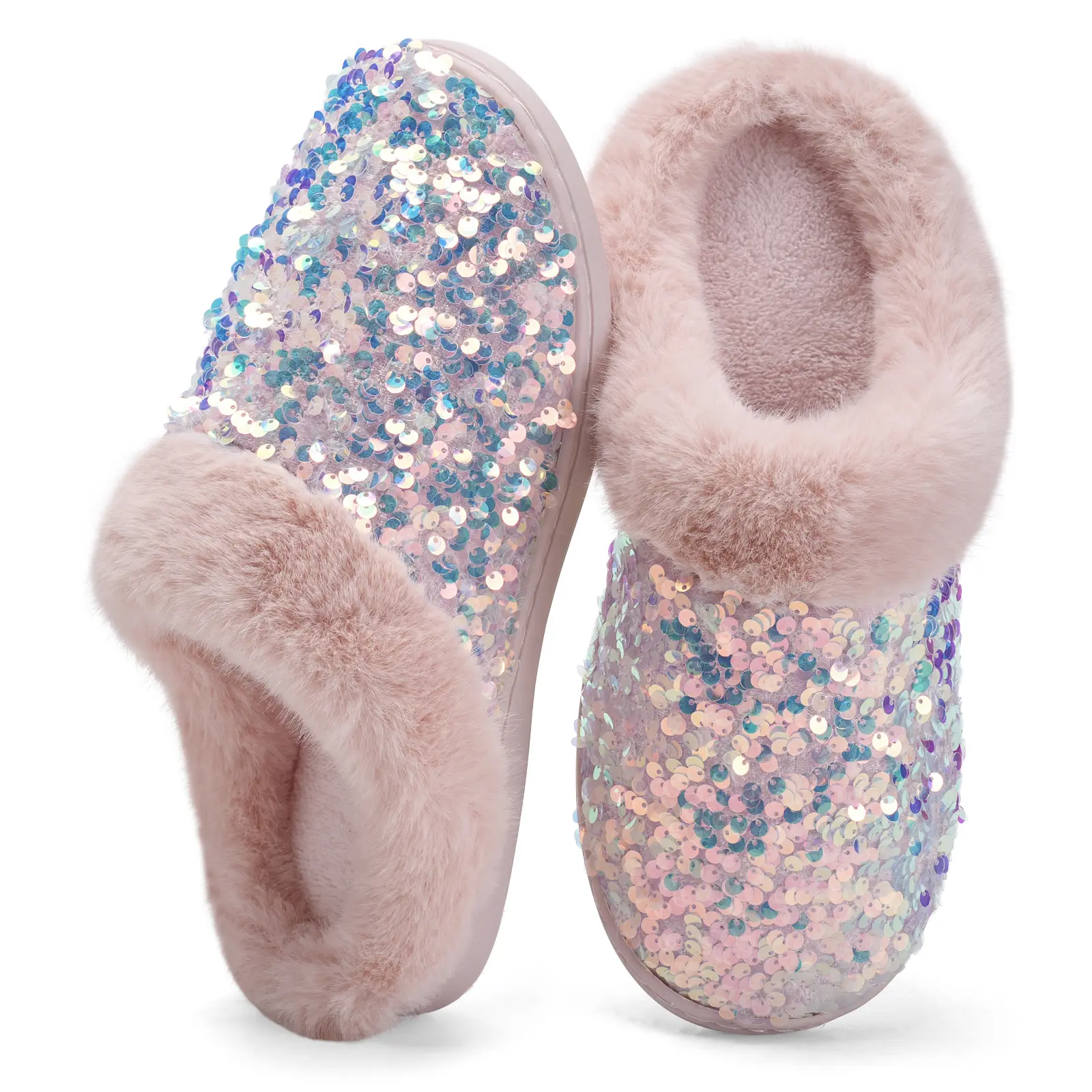 WateLves Women's Fuzzy House Slippers, Soft Knit Clog Slides with Plush Lining & Memory Foam, Indoor Outdoor Footwear with Anti-Skid Sole, Party, Fabric, Slip On, Cable Knit, Women's Shoes, Classic
