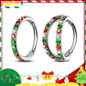 OUFER Non Tarnish 316L Stainless Steel Nose Ring - Unisex Men's Dainty Gemstone Jewelry, AAAAA+ Grade CZ Segmented Hinged Helix Pierced Ring, 5mm-12mm Multi-Size Vintage Piece with 11 CZ Stones for Conch Piercings, Non Tarnish Jewelry
