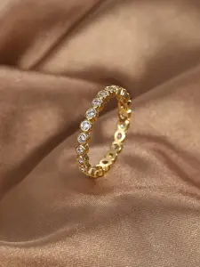 Fashion Artificial Zircon Decorated Copper Ring, Daily Commuting Accessories For Women, Simple All-match Jewelry For Girls Gift