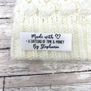 Name Maker Made with Time & Money Clothing label for knitting sewing quilting crocheting and crafting projects