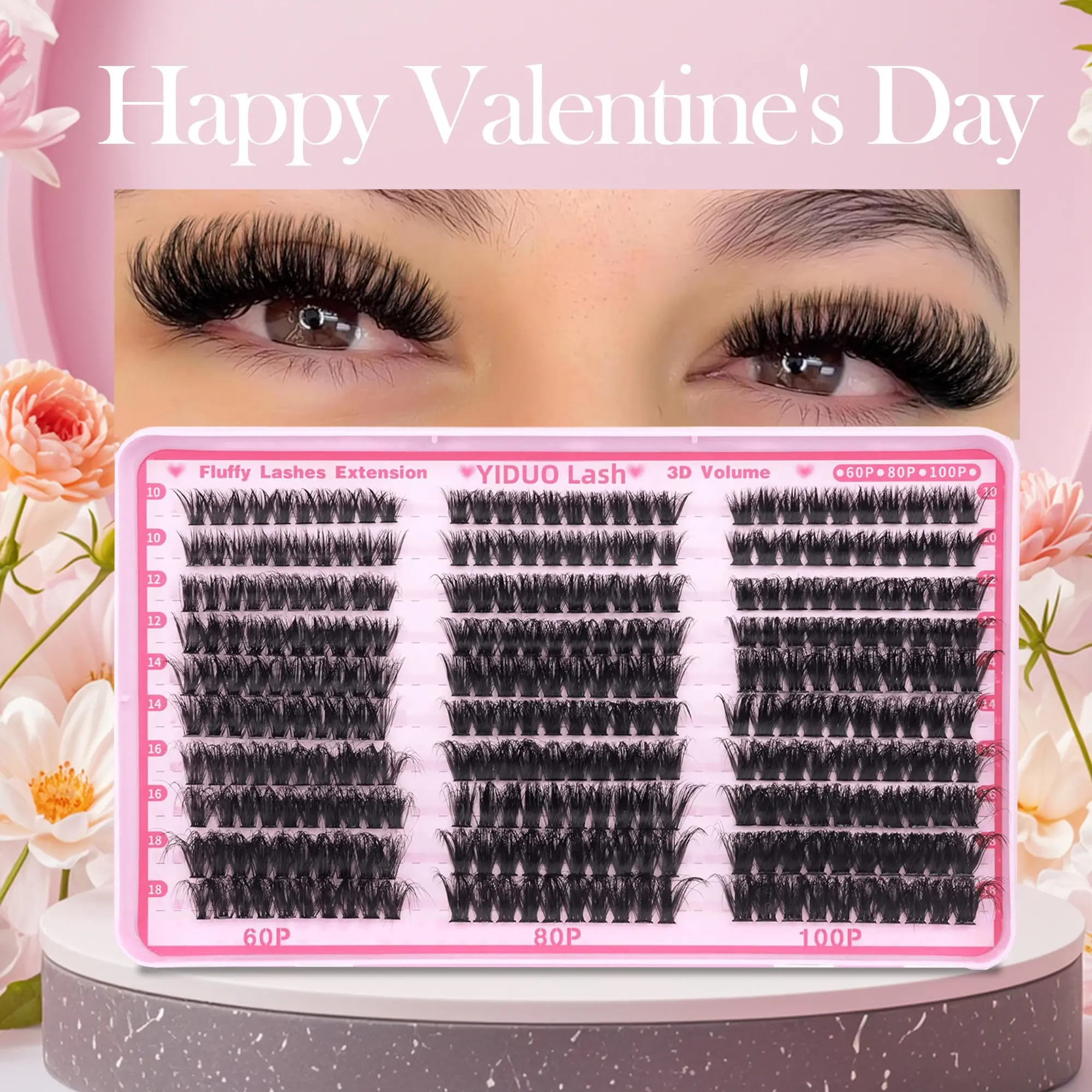 Volume False Eyelashes, Volumized False Eyelashes, 176/300 Pcs per Box, Individual Lash Clusters, DIY Eyelash Extensions, Natural Look, Flawless, Self-Grafting Curled Lashes, Eye Makeup Supplies for Women & Girls, Lash Cluster Kit