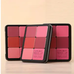 12-color iron box powder blusher palette, multi-purpose, concealer, highlighter, contouring palette, matte powder blush cream, Makeup