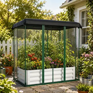 72"x36"x12" Raised Garden Bed Kit – 3-in-1 Metal Planter Box with Shade Cloth, Insect Mesh & Drip Irrigation System – Self-Watering Galvanized Raised Bed for Vegetables & Flowers