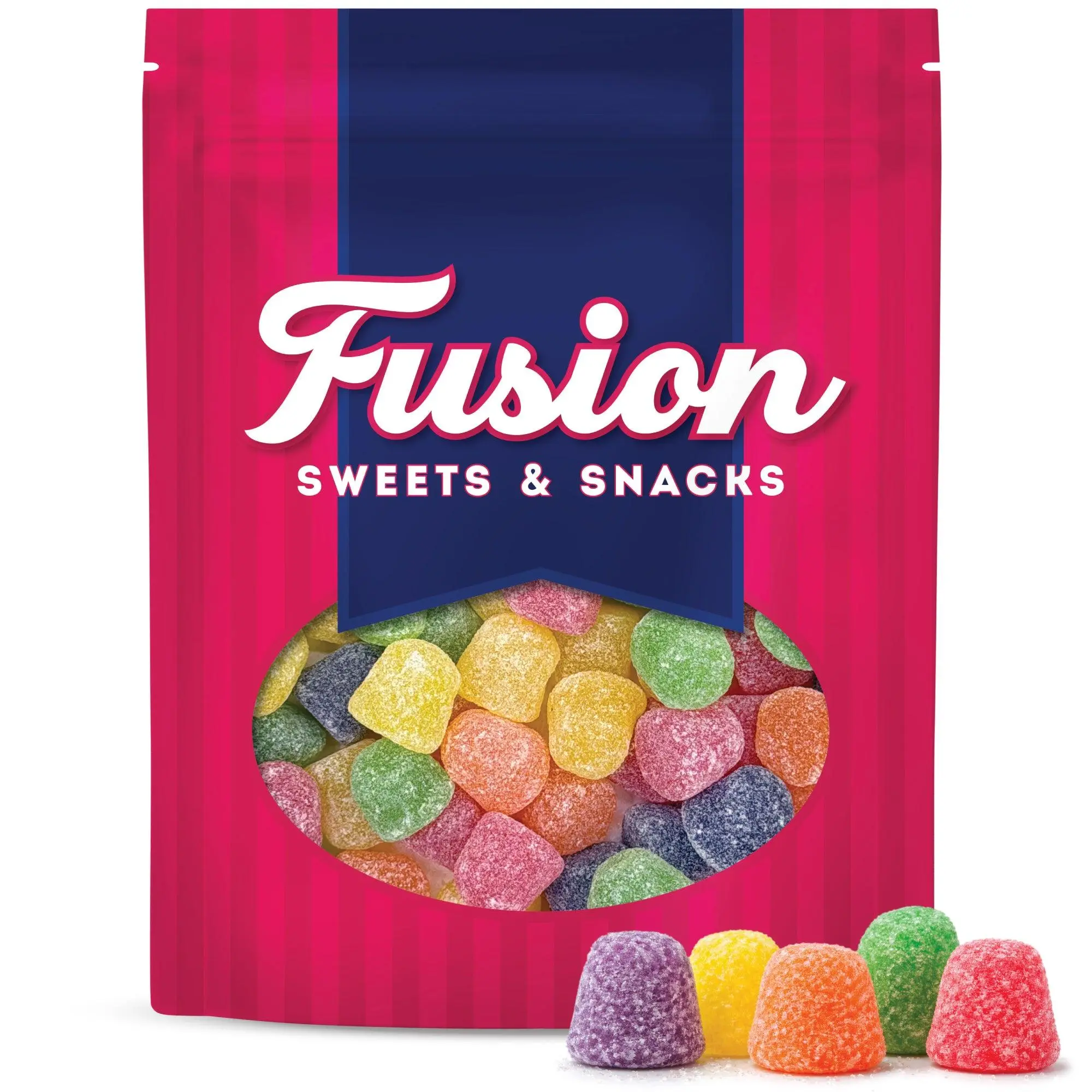 FUSION SWEETS AND SNACKS Multicolor Gum Drops Candy, 2 lb Bag - Nostalgic Assorted Fruit-Flavored Chewable Treats with Classic Texture for Baking, Decorating, Festive Fun Projects - Strawberry, Orange, Grape, Lime, Pineapple for All Ages, Party Snacks, Bu