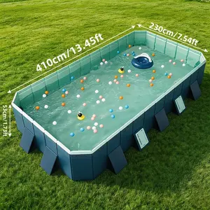 S9262738435thickened frame-style non-inflatable swimming pool (13.45x7.54x1.73FT) is ideal for summer cooling off, swimming, parties, and leisure activities. Suitable for homes, backyards, outdoor areas, gardens, and other similar spaces.