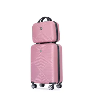 Luggage Sets 2 Piece Suitcase Set (14/20/)Hardside Suitcase with Spinner Wheels Lightweight Carry On Luggage(Pink)
