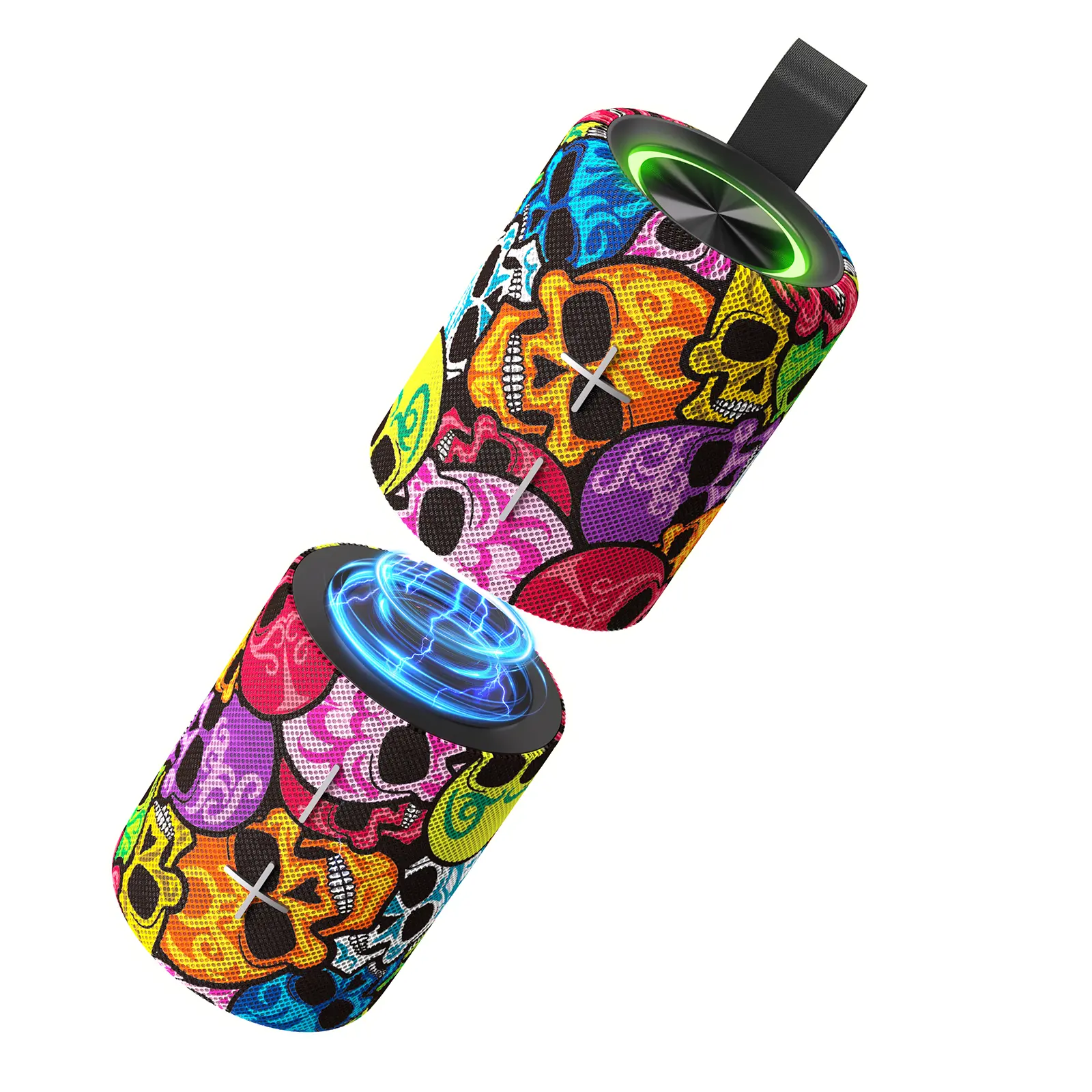 Multifunctional Wireless Speaker, 2-in-1 Detachable Magnetic Bluetooth Speaker with 20W Stereo Sound, IPX5 Splash-Resistant Design, RGB Lights, Up to 12H Playtime, USB-C Charging, AUX & TF Card, Portable Speaker for Beach, Camping, Poolside & BBQ Outdoors