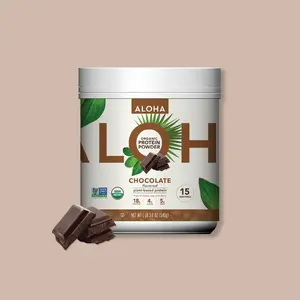 ALOHA Chocolate Protein Powder - 15 Servings - Certified USDA Organic - 100% Plant-Based - 18g Of Protein