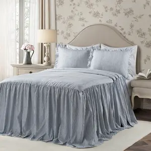 Lush Decor Ticking Stripe Bedspread Set - Elegant Striped Design, Soft and Cozy Texture, Perfect for a Comfortable Sleep