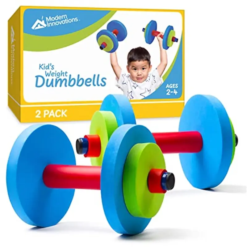 Modern Innovations Kid's Weight Dumbbells (2 Pack) - Lead Free Foam Dumbbells for Fitness & Exercise - Kids Barbell Training & Learning - Toy Dumbbell for Toddlers 2 to 4 Years Old - Red, Green, Blue