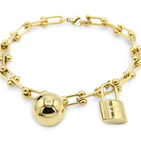 Ball and Lock Bracelet - With Unique Charm and Lock Pendant
