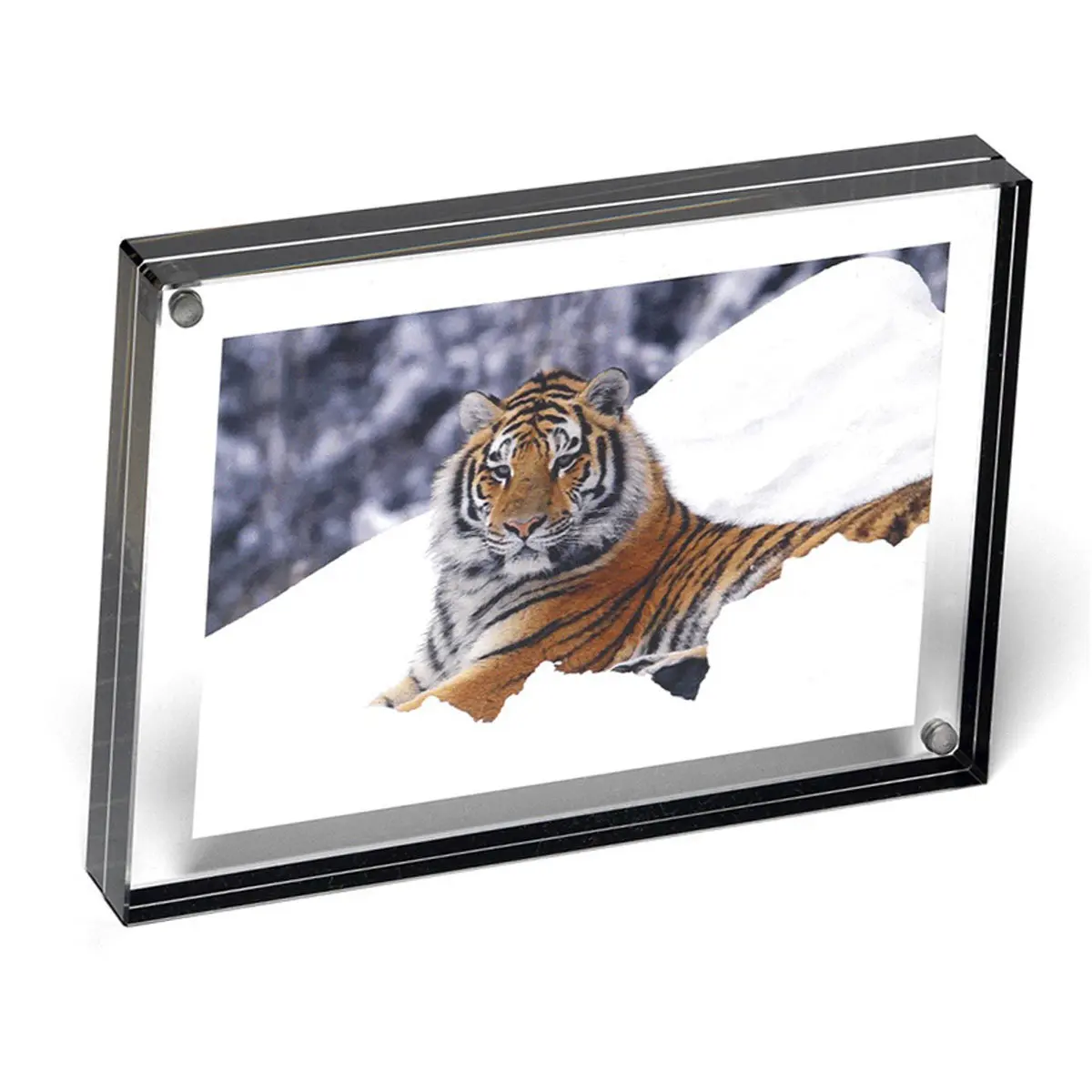 Canetti Graphite Edge Acrylic Magnetic Frame - 4x6in Contemporary Photo Display with Secure Magnetic Hold for Baby Room Memories Decor