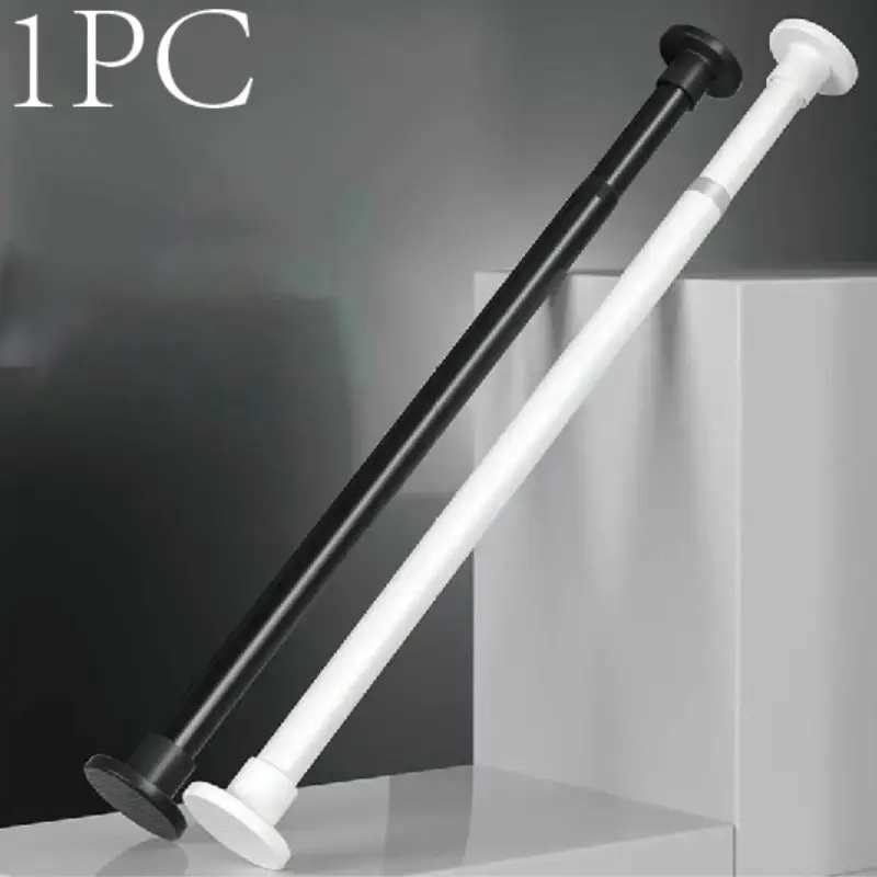 Adjustable Metal Multi-Functional Clothes Rack, Heavy-Duty Thick Plastic, No Drilling Curtain Rod, Versatile Load Bearing Pole, Easy Installation, Garment Rack