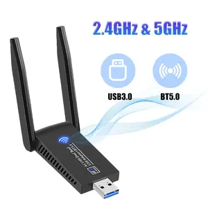 WiFi Adapter for Desktop PC, AC1300 USB 3.0 Wireless WiFi Dongle with High Gain  Antenna, Dual Band 2.4GHz / 300Mbps & 5GHz / 867Mbps,  Supports Windows 11/10/8/7/XP/Vista and Mac OS