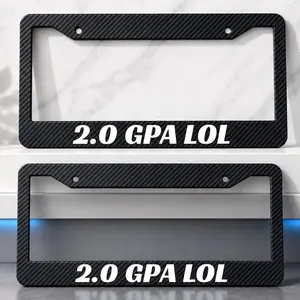 Carbon Fiber 2.0 GPA LOL Custom License Plate Cover, Bold Text Design Frame, Auto Parts Accessories for Car, Custom License Plates Decoration