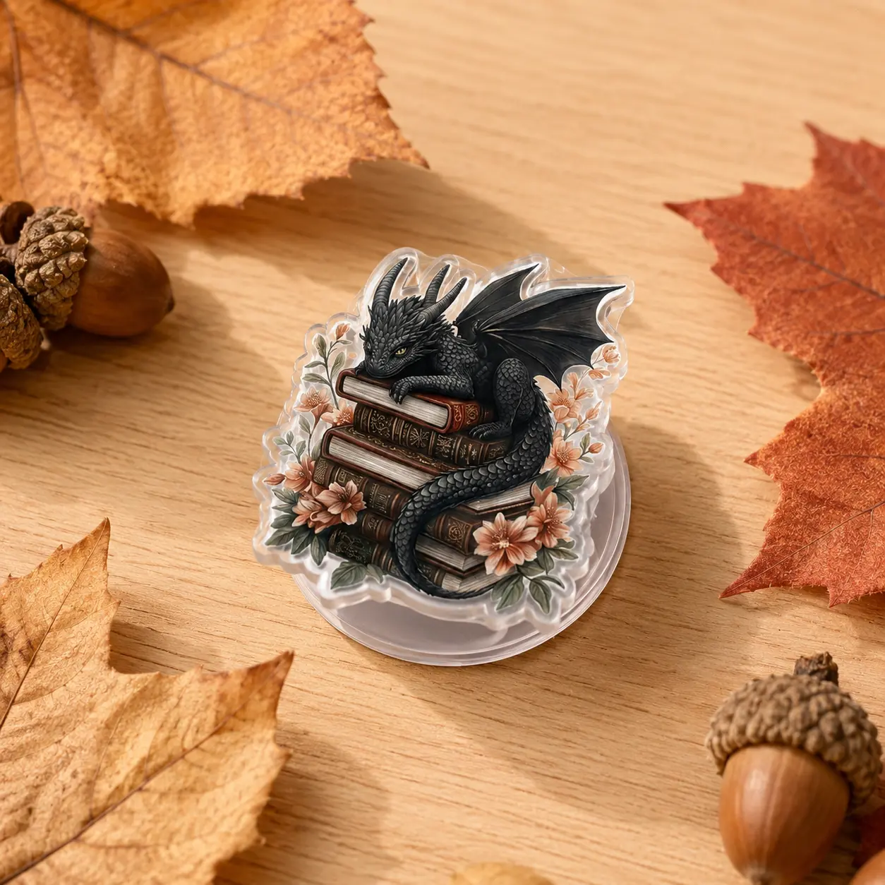 Dragon Book Lover Phone Grip & Kindle Grip, Gothic Fantasy Dragon Design, Dark Academia Reader Gift, Medieval Bookish Aesthetic, Fantasy Lover Accessory