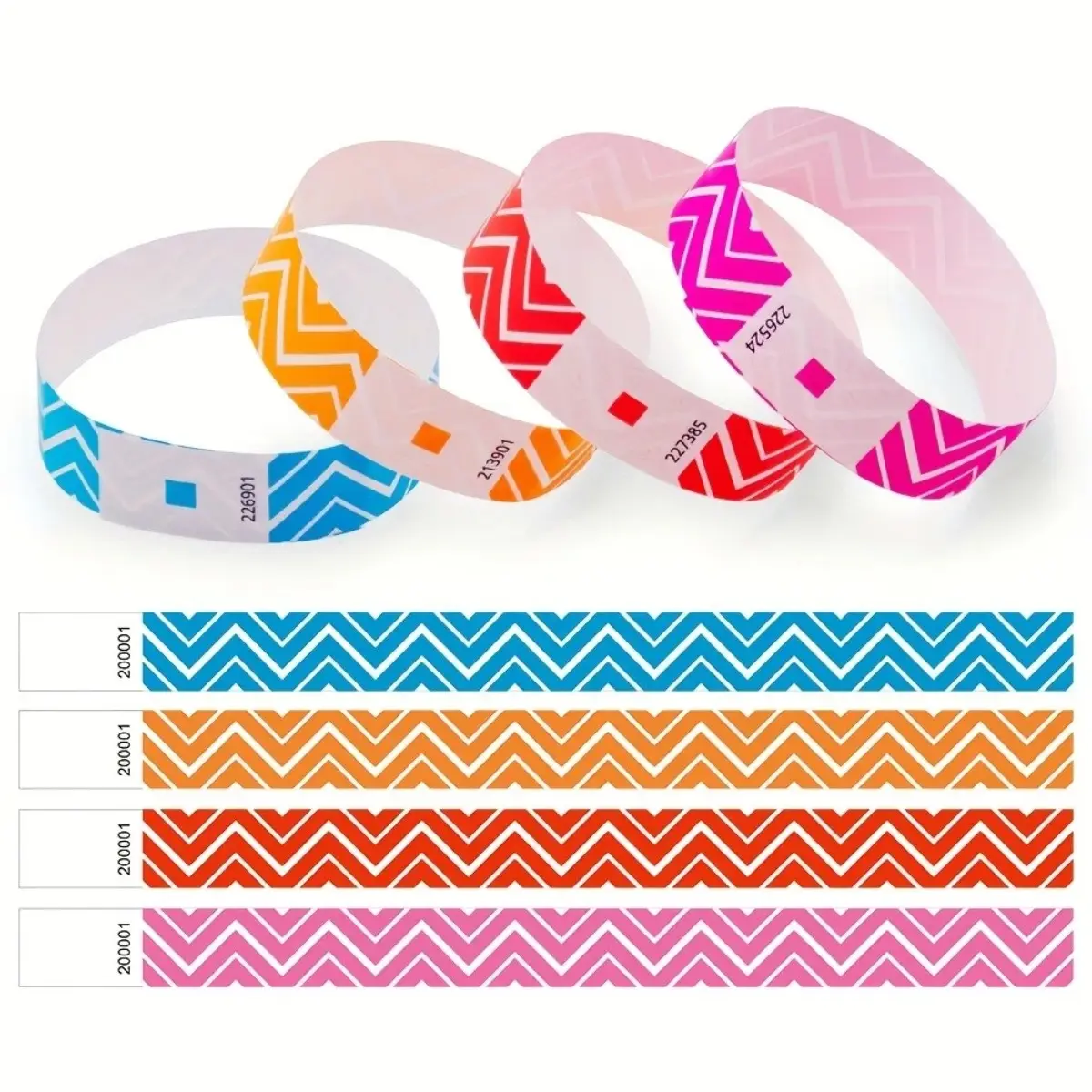 100/400pcs Fluorescent Numbered Wristbands | Multicolor Disposable Paper Bracelets for Parties Wedding Concert Events, Party Favor, Party Pack
