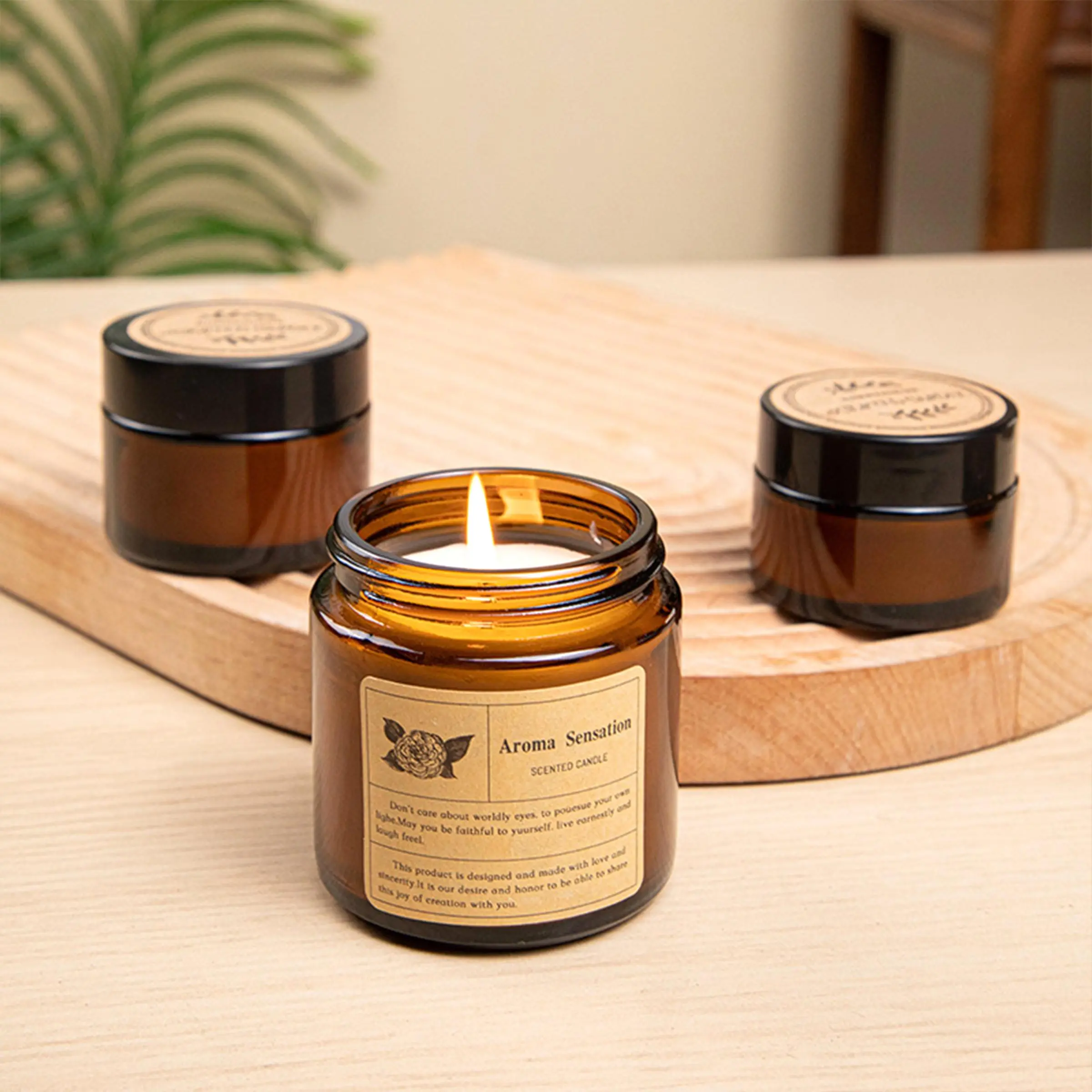 Aromatherapy Essential Soy Wax Candle Set, Aroma Blend Scented, Aromatic Scents, Calming Aroma, Perfect Birthday Gift for Her, Amber Colored Jar Candles, Home Decor & Therapeutic Relaxation, Wellness, 40 Years Crafted, Halloween