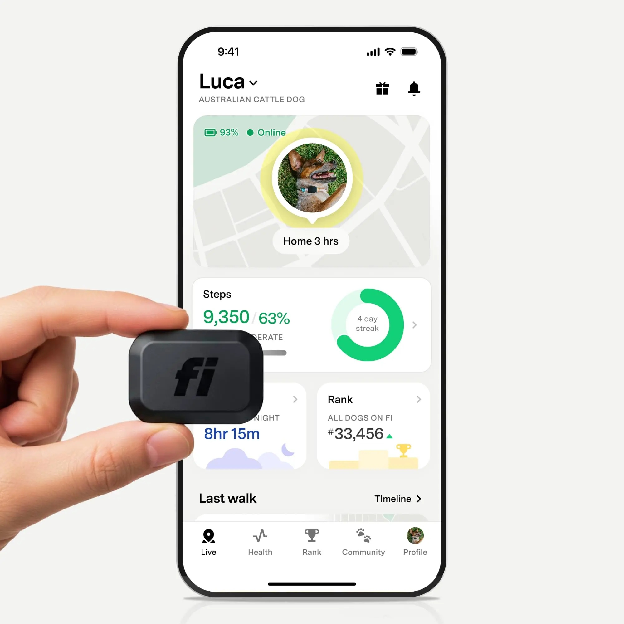 Fi Mini Smart GPS Tracker for Dogs, Health Tracking, Waterproof