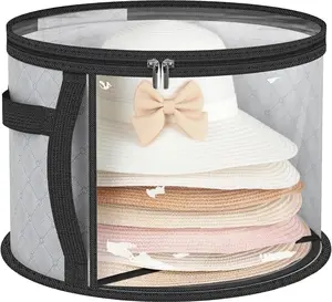Oversized Clear Hat Organizer Bag for Travel and Storage, Ultra-large Capacity Caps Cowboy Hat Organizer for Closet With Handles, Hat Box Storage for Women & Men (Grey)