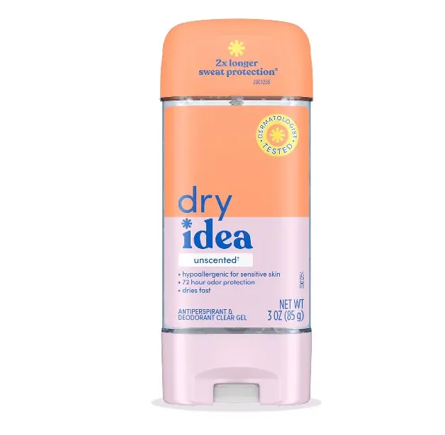 Dry Idea Gel Deodorant & Antiperspirant for Women - Hypoallergenic for Sensitive Skin, 2X Longer Sweat Protection*, 72Hr Odor Control, Unscented, Womens Deodorant, 3 oz
