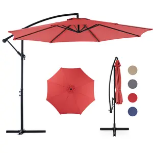 Sweet Furniture F - 9.8FT Offset Patio Umbrella Hanging Cantilever Umbrella Outdoor Sun Shade with Easy Tilt Adjustment, 8 Ribs, UV Protection