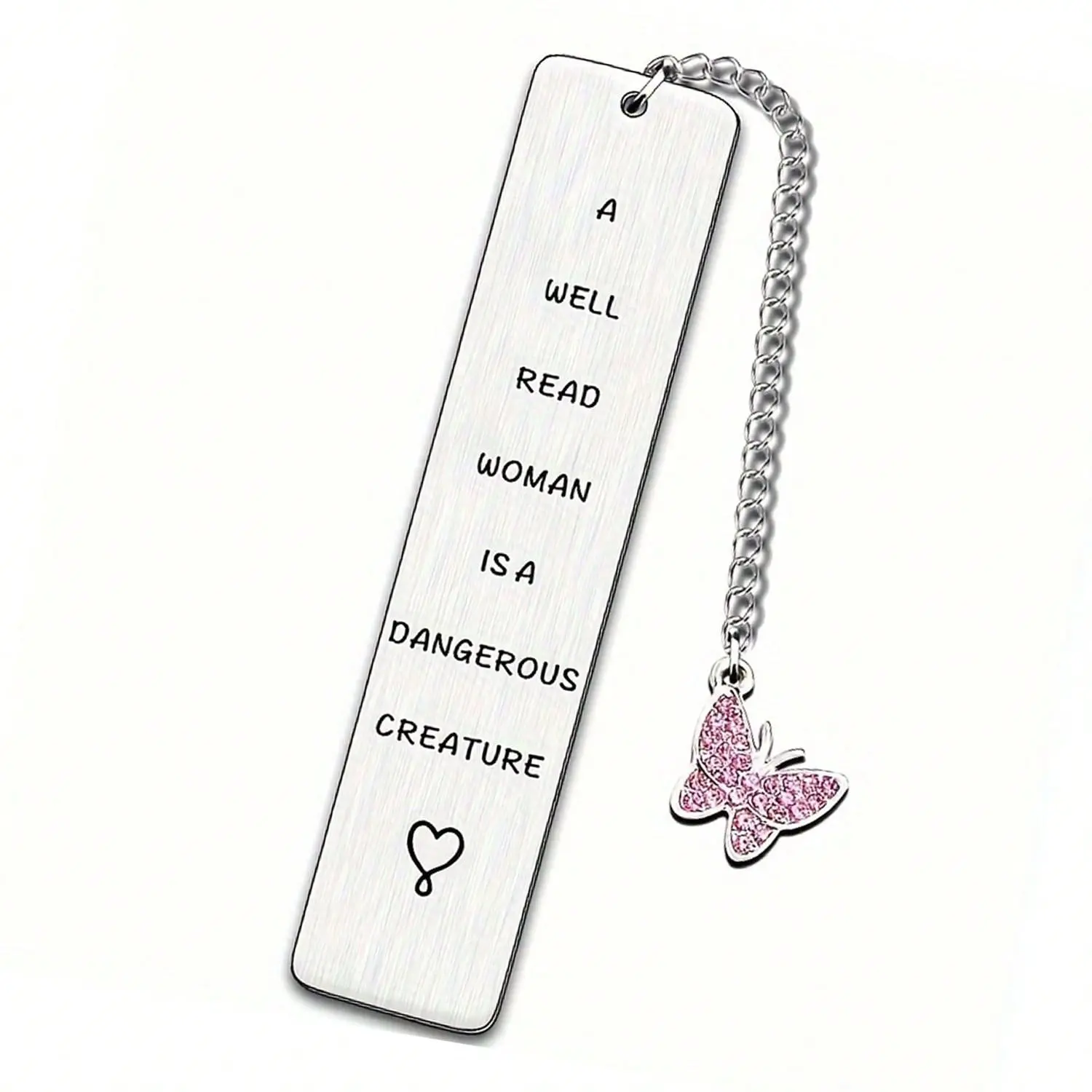 Stainless Steel Bookmark, 1 Count Creative Reading Well Read Book Mark with Butterfly Pendant, Book Page Label for Home School Office Dormitory