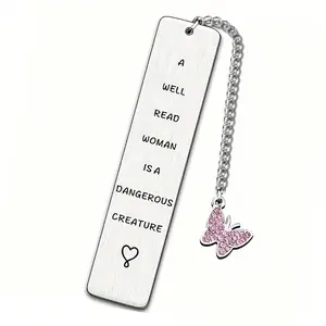 Stainless Steel Bookmark, 1 Count Creative Book Mark with Butterfly Pendant, Book Page Label for Home School Office Dormitory