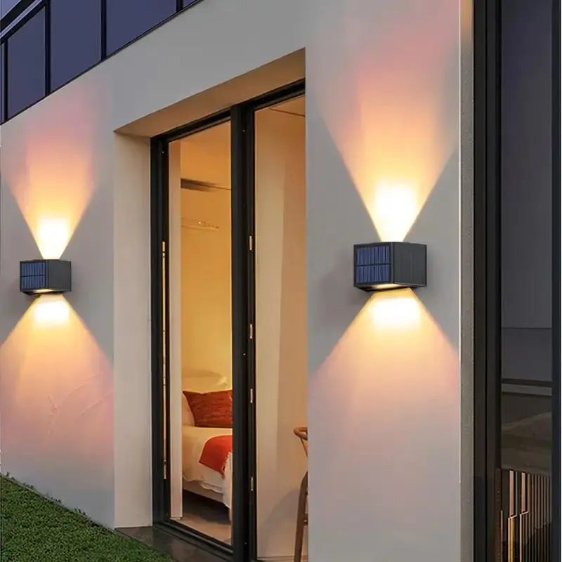 Solar Powered Wall Mounted Light, Outdoor Waterproof LED Wall Sconce, Wall Lamp Exterior Light Fixture for Garden Patio Yard Garage Decoration