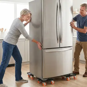 4-Pack 5-Wheel Furniture Dolly Set - Heavy Duty Carbon Steel (3000-4500 LBS Load) | Rubber Silent Wheels Furniture Lift Tool for Sofa/Fridge/Movers