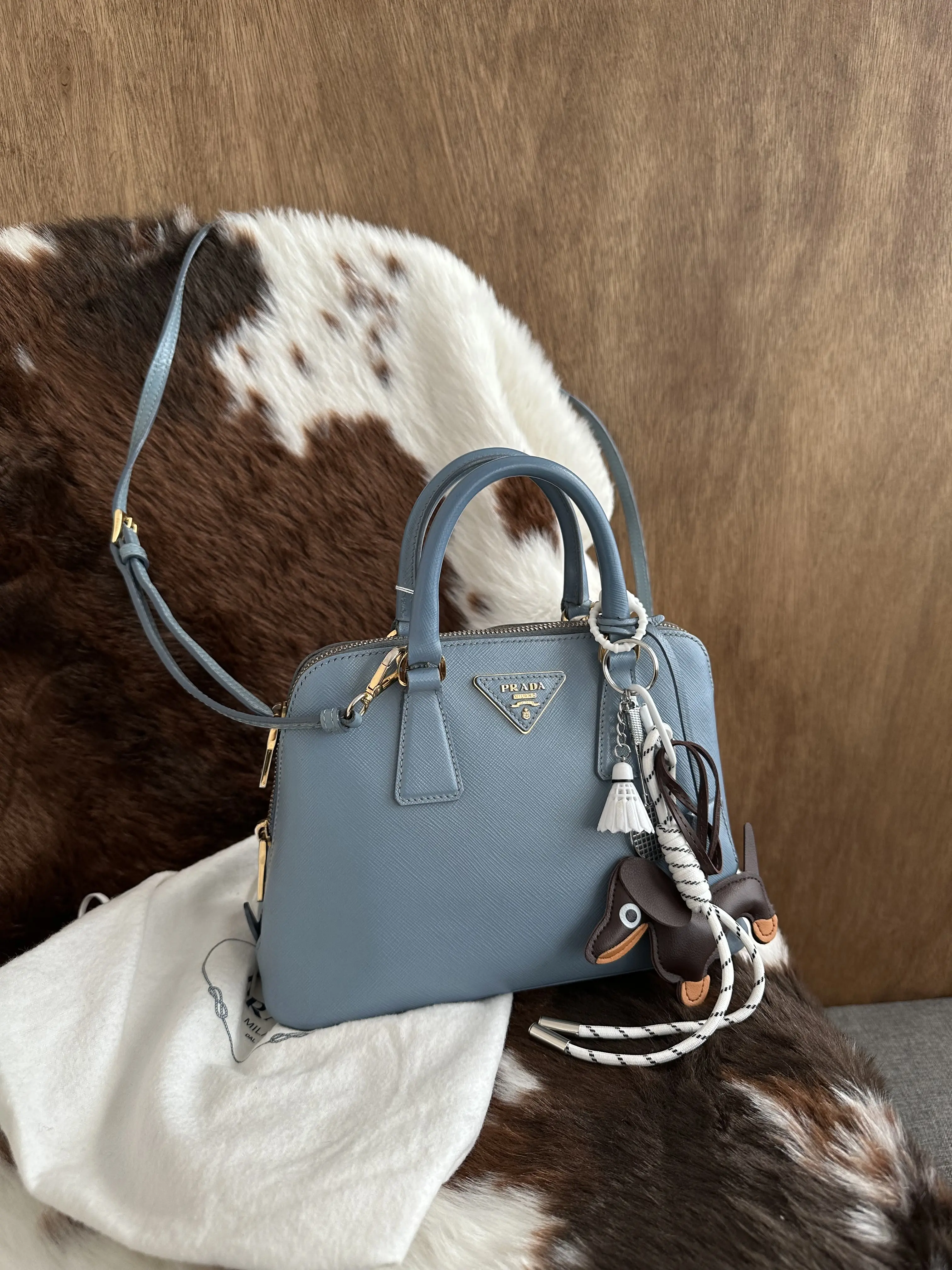 Pre-owned PRADA Leather Shoulder Bags Saffiano 2 Way Handbag in Cowhide Leather