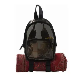 Anti-Theft Black Clear Transparent Small Mini Backpack Convertible Straps Crossbody for Raves Stadium Festival Concert