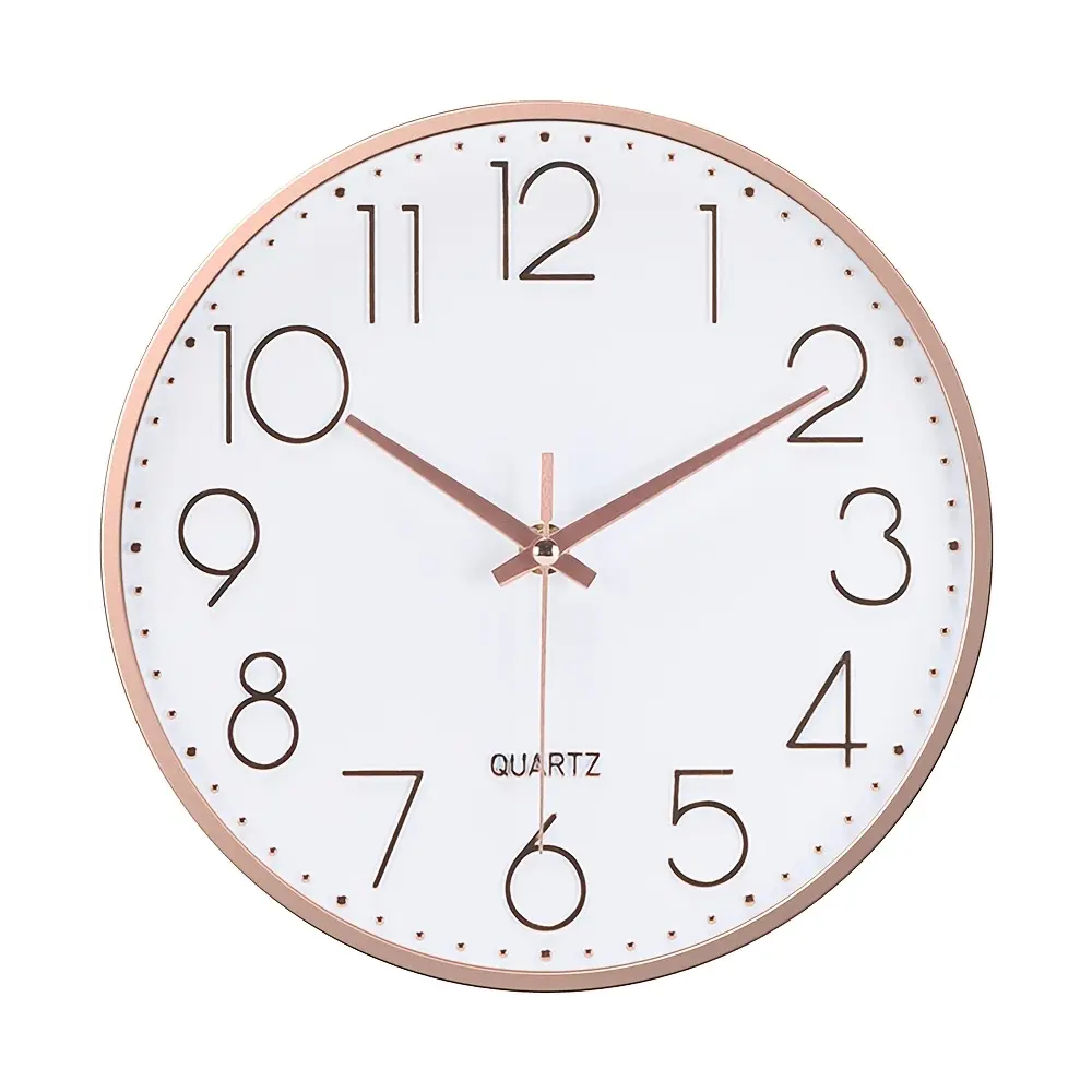 10" Rose Gold Silent Battery-Powered Wall Clock - Elegant Home Supply, Wall Clocks for Living Room, Christmas Gift