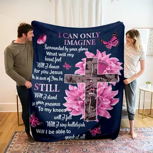Luxury Flannel Blanket with Floral Print, Soft Polyester Fiber Throw for Bed Sofa Outdoor Travel Gift, Modern Style Home Decor