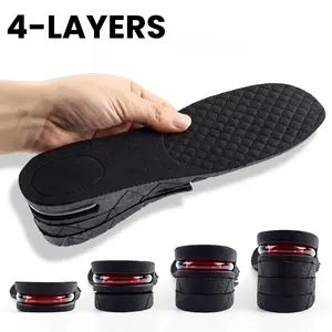 Male and female height increasing insoles with 4 layers of 2.97-inch air cushion insoles made of EVA material, with a height adjustable range of 1.2 inches to 2.97 inches. Variable height shoe support, built-in air cushion design heel pad outdoorfun