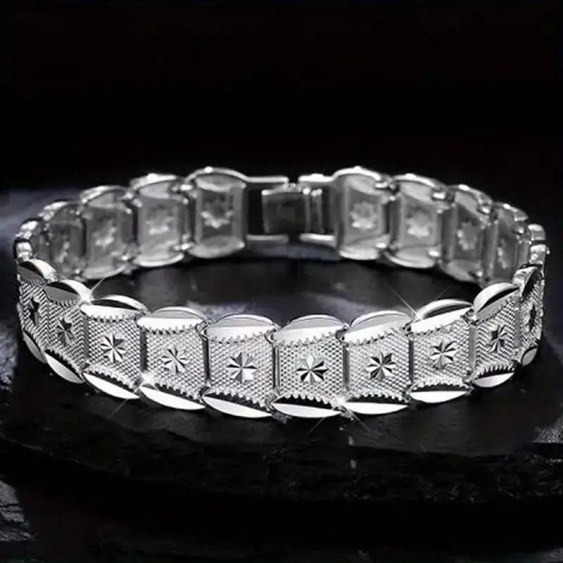 Vintage Coin Medallion Bangle, Unisex 925 Sterling Silver 12mm Wide Band, Anti-Allergic Men's Accessories for Daily Wear