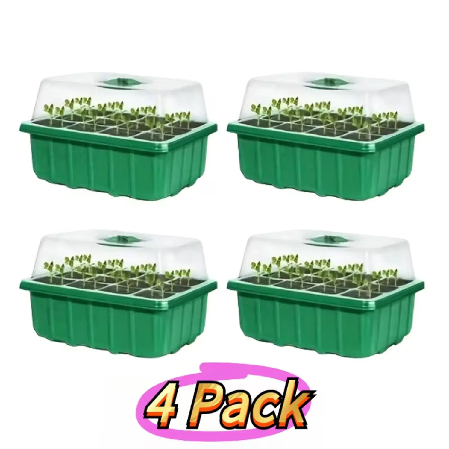 12-hole seedling pots, plant seedling containers, 4pcs lightweight plastic plant growth kits, suitable for greenhouses and gardens, for indoor/outdoor use, Growing Kit