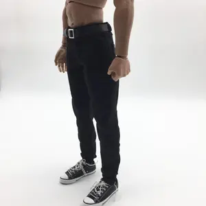 1/6 Scale Black Trousers with Belt for 12inch Figure Doll