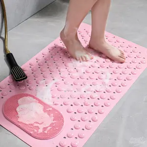 1pc Bathtub Mat with Drain Holes and Foot Massage Non-slip Shower Rug Essential for Your Home Bathroom Comfort