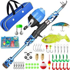 Fishing Pole , Portable Telescopic Fishing Rod and Reel Combo Kit - with Spincast Fishing Reel Tackle Box for Girls, Youth