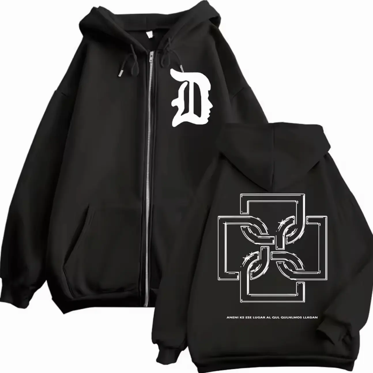 Rapper Duki Logo Graphic Zipper Hoodie, Men Women Hip Hop Vintage Zip Up Sweatshirt, Autumn Winter Oversized Pullovers Classic Cotton