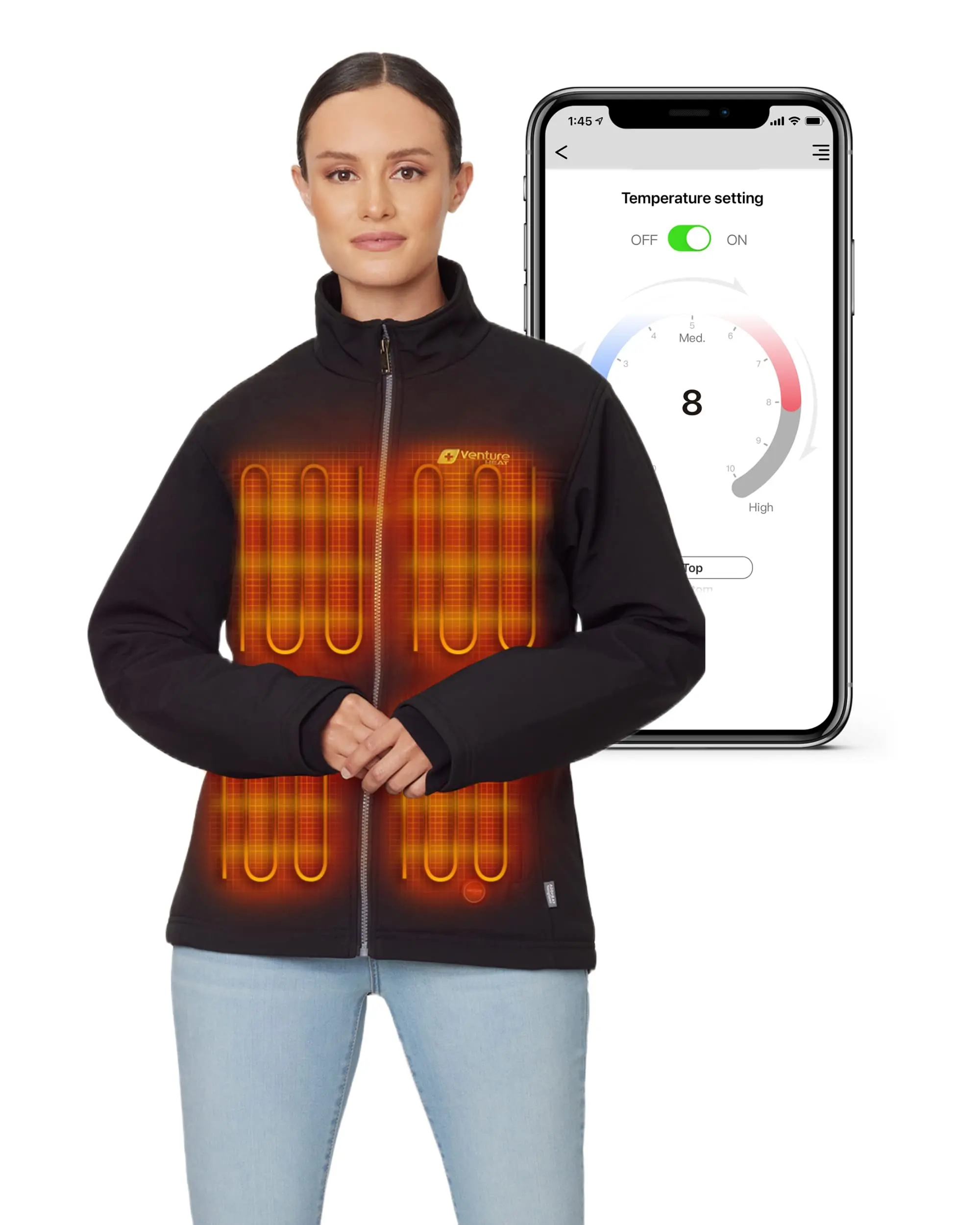 Women's Bluetooth Heated Jacket with Battery Pack - App Control Soft Shell Coat with Hand Warmers - Womenswear, Tops Reusable women s Simple Thin