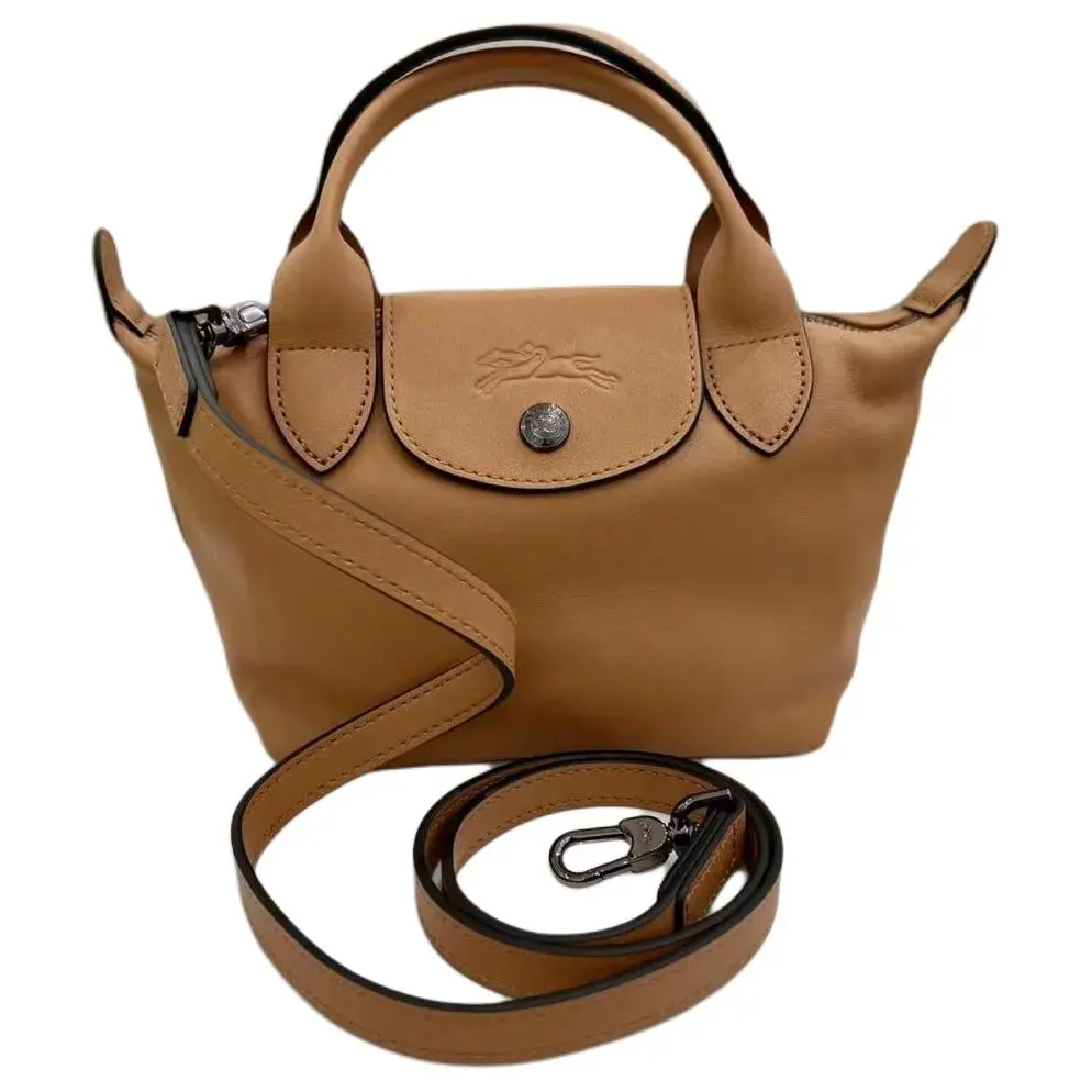 Women's Longchamp Le Pliage Xtra Mini Leather Tote Bag - Adjustable Strap, Crossbody Tote, Handheld Bag Purse - Tobacco Brown
