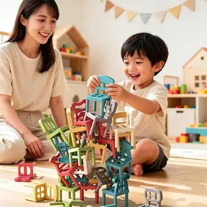 Chair Stacking Game, Balance Challenge Blocks, Kids Interactive Tabletop Toy, Parent-Child Fun, Educational Stack Puzzle, Tower Stack Game