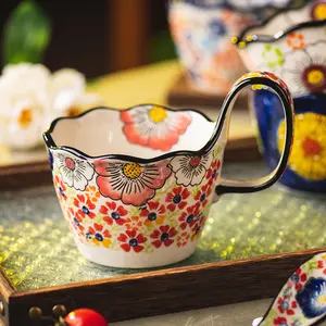 Handmade Ceramic Serving Soup Bowl with Handles, 13 Oz Hand-Painted Soup Mug, Microwave & Oven Safe, Perfect for Tea, Coffee, Soup, Stew, Fruit, Ice Cream, Ceramic Pasta Bowls